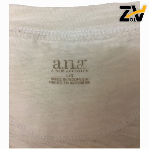 Ana A New Approach Top Size L White Short Sleeves Pullover V Neck - Picture 7 of 11